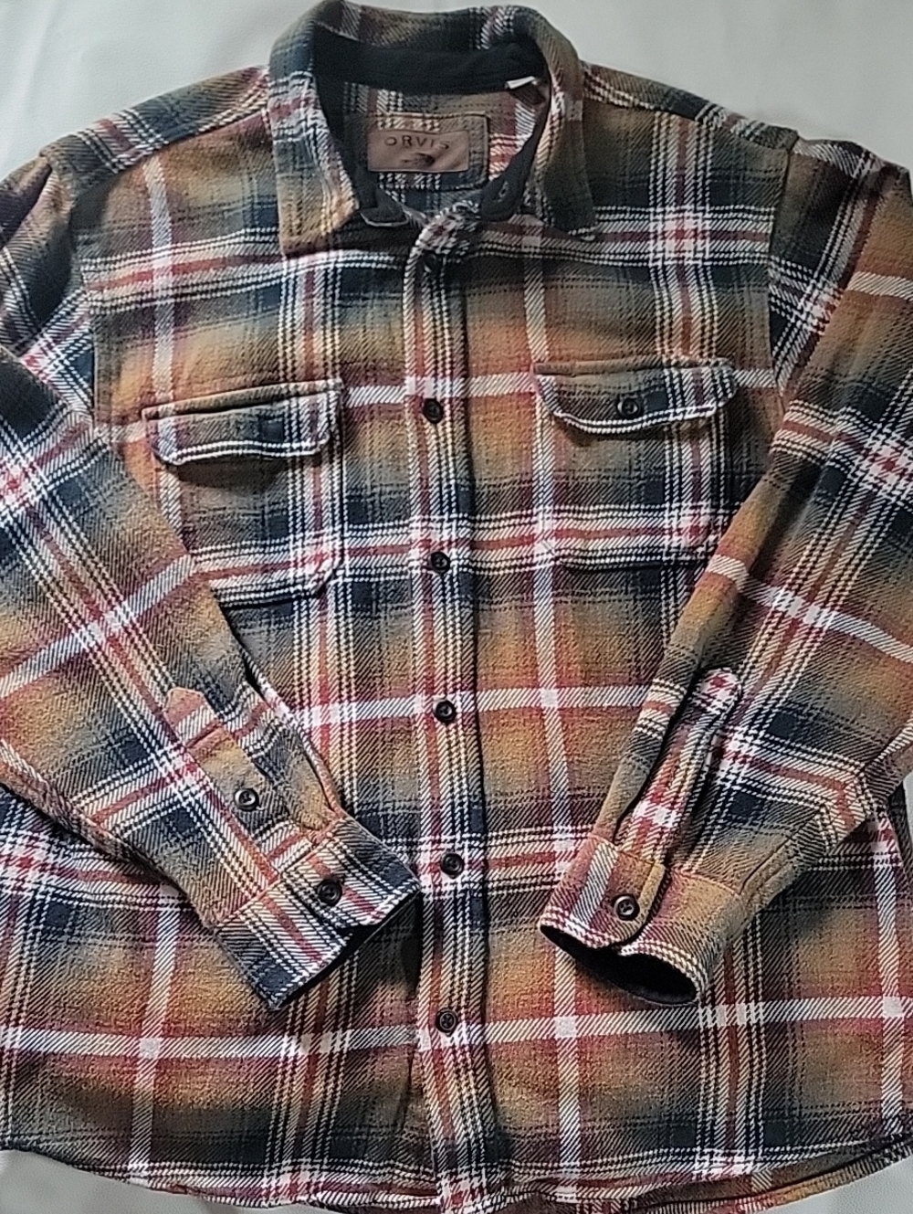 Orvis Classic Collection Flannel Shirt Jacket Men's Large Plaid Fleece Lined